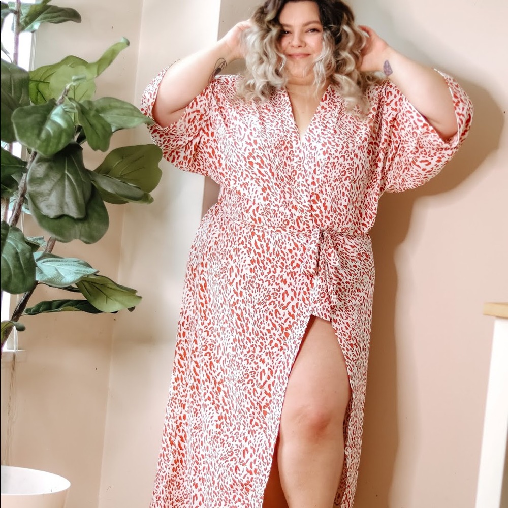 Orange Leopard duster Kimono